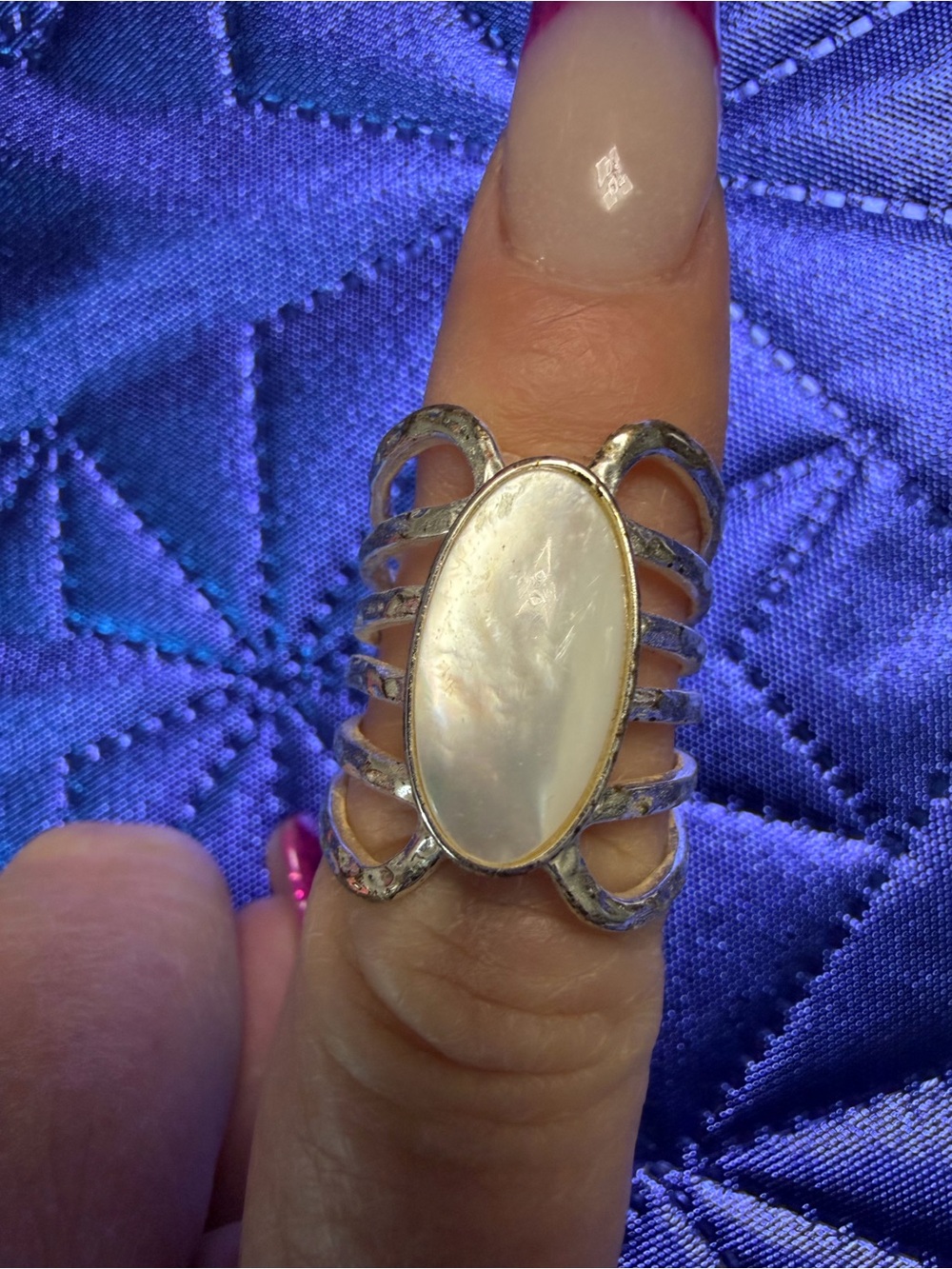 Park Lane Silver Tone Mother of Pearl Statement Ring Size 7 New